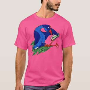 Pukeko mit Mobiltelefon T-Shirt