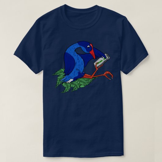 Pukeko mit Mobiltelefon T-Shirt (Design vorne)