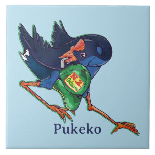 Pukeko stahl einen Hut Fliese