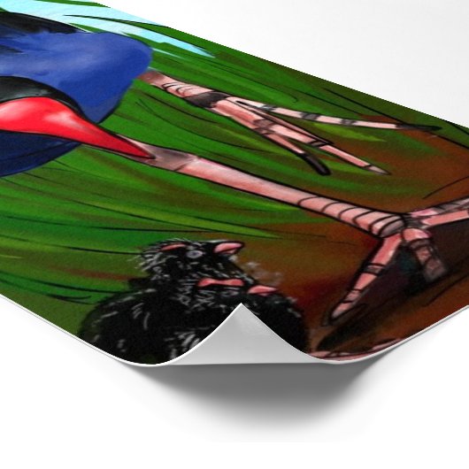 Pukeko und Chicks Poster (Ecke)