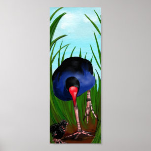 Pukeko und Küken Poster