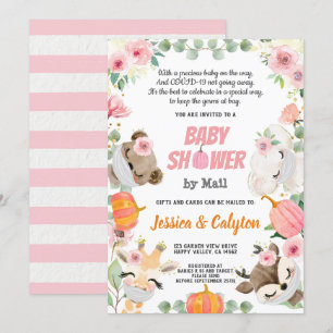 Pukin Baby Girl Dusche by Mail Woodland Animal Einladung