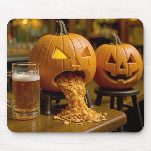Puking Halloween Pumpkin In a Bar Mousepad (Vorne)