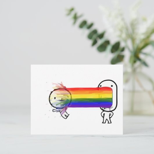 Puking Regenbogenmeme Postkarte (Stehend Vorderseite)