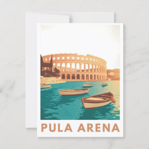 Pula Arena Vintage Poster - Römisches Amphitheater Postkarte