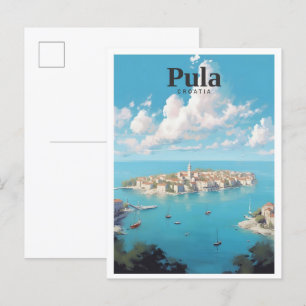 Pula Croatia Art Vintage Reise Postkarte