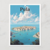 Pula Croatia Art Vintage Reise Postkarte (Vorderseite)