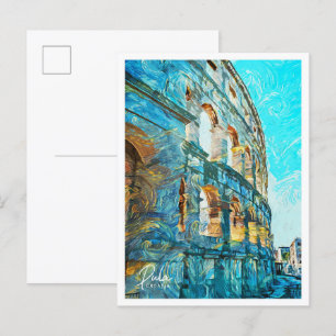 Pula Kroatien schöne Ölmalerei Landschaft Postkarte