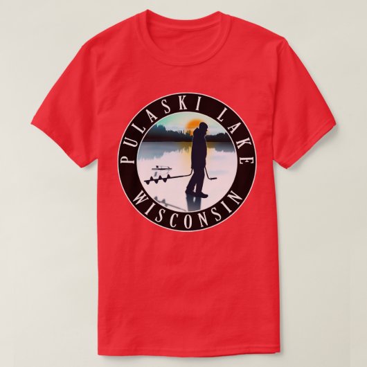 Pulaski Lake Wisconsin Ice Fischen T-Shirt (Design vorne)
