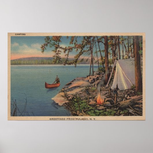 Pulaski, New View of Canoe, Camping, Zelt, See Poster (Vorne)