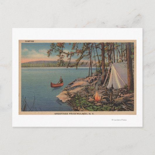 Pulaski, New View of Canoe, Camping, Zelt, See Postkarte (Vorderseite)