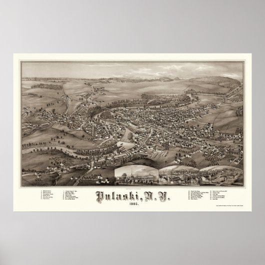 Pulaski, NY Panorama Karte - 1885 Poster (Vorne)