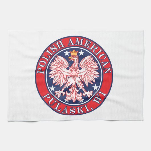 Pulaski Wisconsin Polnischer Adler Geschirrtuch (Horizontal)