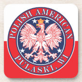 Pulaski Wisconsin Polnischer Adler Getränkeuntersetzer (Vorderseite)