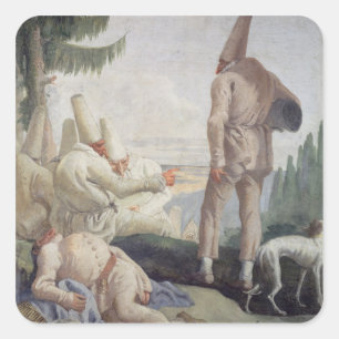 Pulcinella am Feiertag Quadratischer Aufkleber