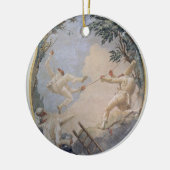Pulcinella auf einem Schwingen, 1797 (Fresko) Keramik Ornament (Links)