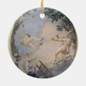 Pulcinella auf einem Schwingen, 1797 (Fresko) Keramik Ornament (Hinten)