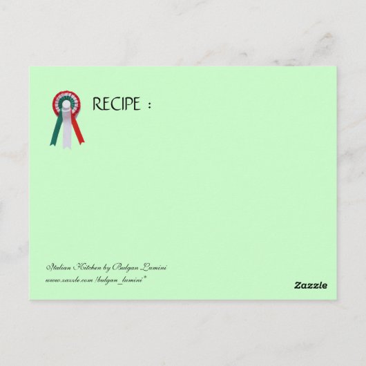 PULCINELLA ITALIAN KITCHEN PARTY Schwarzes Rezept Postkarte (Rückseite)