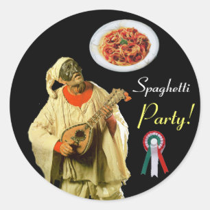 PULCINELLA ITALIEN KITCHEN PARTY Schwarz Runder Aufkleber