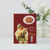 PULCINELLA ITALIENISCHES KÜCHE PARTY Rotes Rezept Postkarte (Stehend Vorderseite)