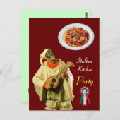 PULCINELLA ITALIENISCHES KÜCHE PARTY Rotes Rezept Postkarte (Vorne/Hinten)