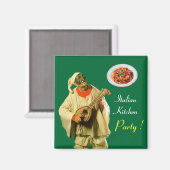 PULCINELLA ITALIENISCHES KÜCHENPARTY, grün Magnet (Vorderseite/Rückseite)