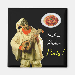 PULCINELLA ITALIENISCHES KÜCHENPARTY, schwarz Magnet