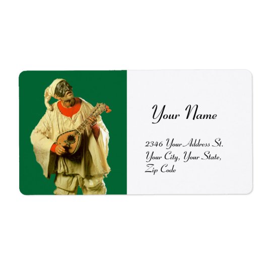 PULCINELLA MIT MANDOLIN, grün weiß (Vorne)