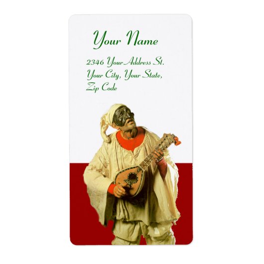 PULCINELLA MIT MANDOLIN, rot-weiß (Vorne)