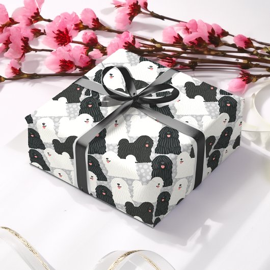 Puli Dog Niedlich Schwarz-Weiß-Polka-Dot Geschenkpapier