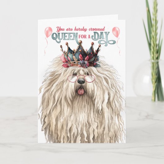 Puli Dog Queen zum Tag Funny Birthday Karte (Vorderseite)