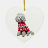Puli in Weihnachts-Sweater Keramik Ornament (Vorne)