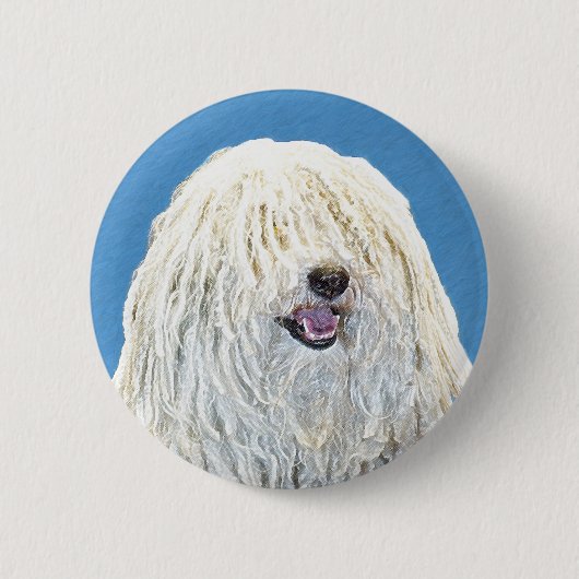 Puli-Malerei - Niedliche Original Hunde-Kunst Button (Vorderseite)