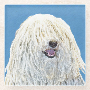 Puli-Malerei - Niedliche Original Hunde-Kunst Glasuntersetzer