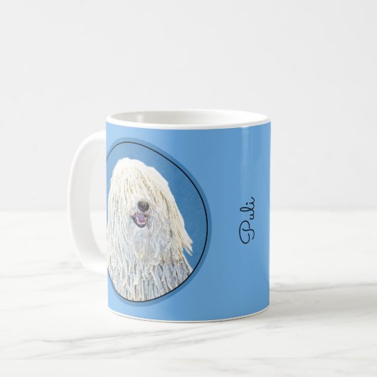 Puli-Malerei - Niedliche Original Hunde-Kunst Kaffeetasse (Vorderseite Links)