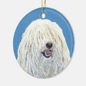 Puli-Malerei - Niedliche Original Hunde-Kunst Keramikornament (Links)