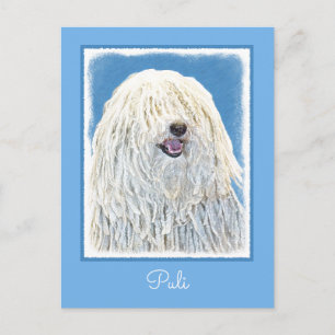 Puli-Malerei - Niedliche Original Hunde-Kunst Postkarte