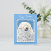 Puli-Malerei - Niedliche Original Hunde-Kunst Postkarte (Stehend Vorderseite)