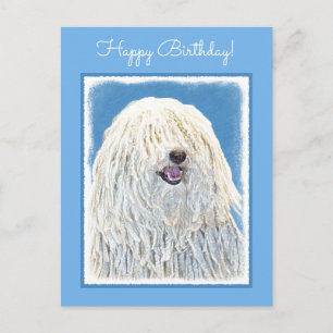 Puli-Malerei - Niedliche Original Hunde-Kunst Postkarte