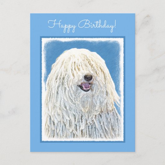 Puli-Malerei - Niedliche Original Hunde-Kunst Postkarte (Vorderseite)