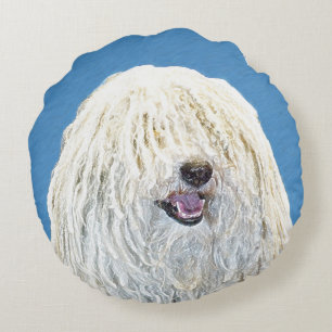 Puli-Malerei - Niedliche Original Hunde-Kunst Rundes Kissen