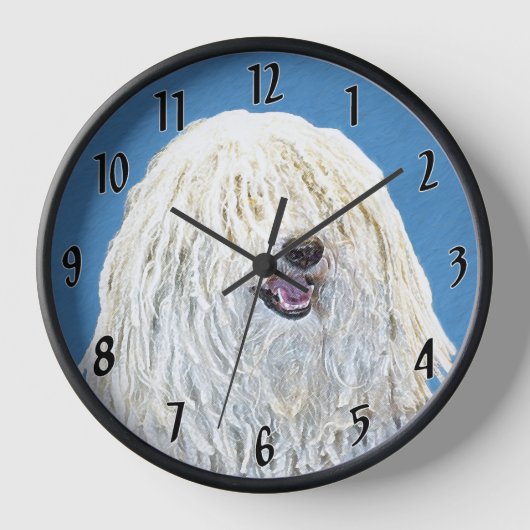Puli-Malerei - Niedliche Original Hunde-Kunst Uhr (Vorderseite)