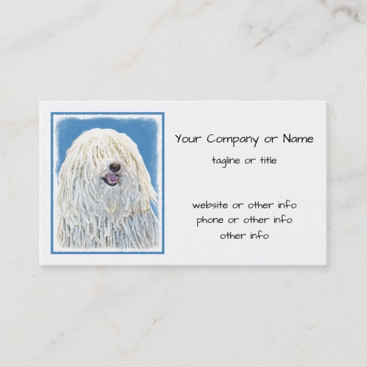 Puli-Malerei - Niedliche Original Hunde-Kunst Visitenkarte (Vorderseite)