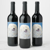 Puli-Malerei - Niedliche Original Hunde-Kunst Weinetikett (Flaschen)