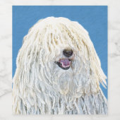 Puli-Malerei - Niedliche Original Hunde-Kunst Weinetikett (Einzelnes Label)