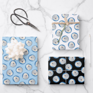 Puli-Malerei Weiße Creme Süße Original-Hunde-Kunst Geschenkpapier Set