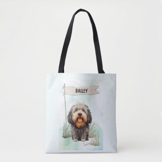 Puli Watercolor Personalized Dog Tasche (Vorderseite)