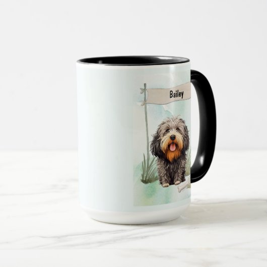Puli Watercolor Personalized Dog Tasse (VorderseiteRechts)