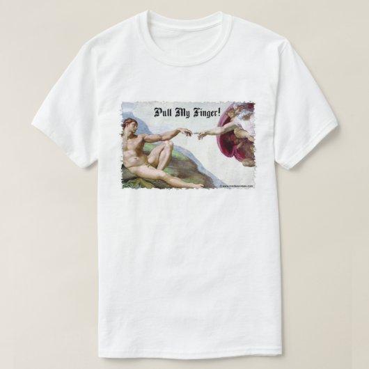 Pull My Finger - Michelangelo Creation Furz Spaß T-Shirt (Design vorne)