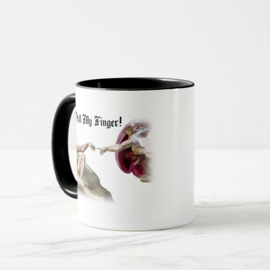 Pull My Finger - Michelangelo Creation Furz Spaß Tasse (Vorderseite Links)
